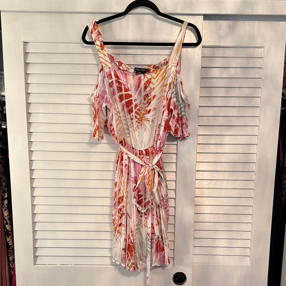 City Chic tropical Cold Shoulder Dress